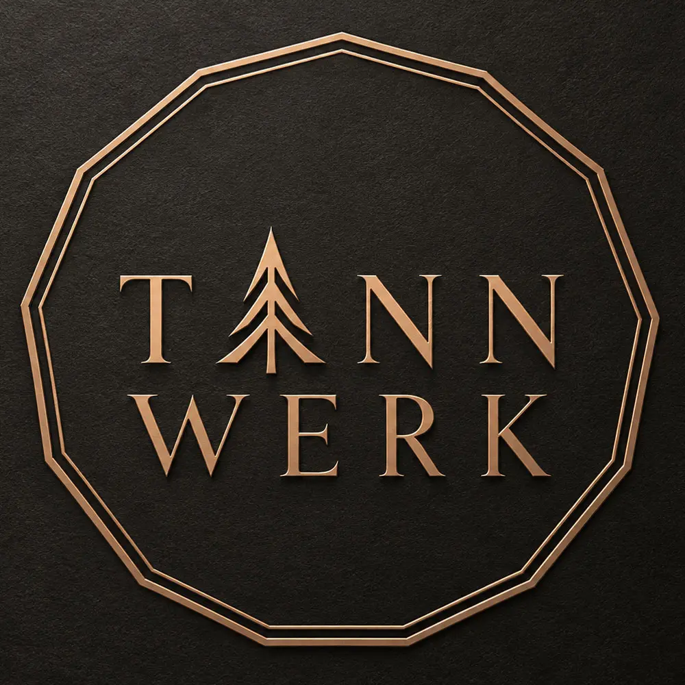 Three-dimensional Tannwerk logo relief in a copper finish